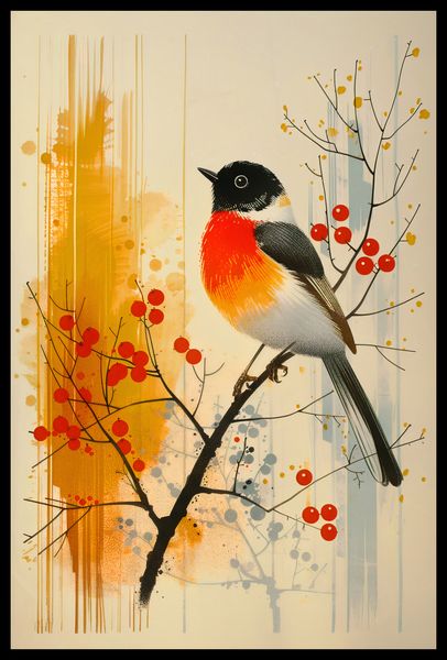 Plakat 40x60cm Jesienny Rudzik zdjęcie 2