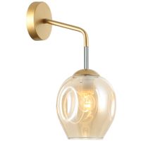 LAMPA ścienna BORGO WL-30843-1 GD+AMB Italux modernistyczna OPRAWA kinkiet szklany chemistry złoty bursztynowy