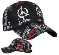 Czapka z daszkiem czarna graffiti bejsbolówka slang z napisami