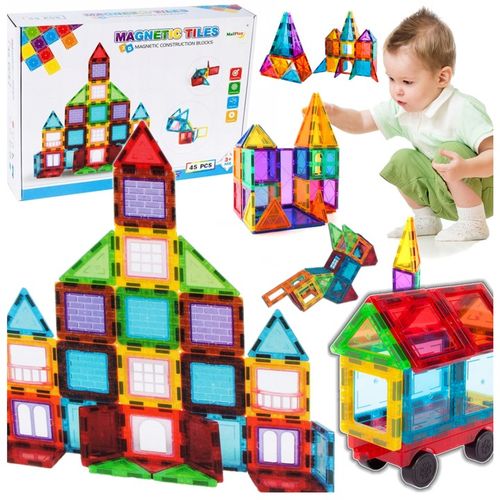 KLOCKI MAGNETYCZNE DUŻE KONSTRUKCYJNE 3D PANELE MAGNETIC ZESTAW 45 element. na Arena.pl