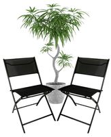 Zestaw 2 krzeseł - nowoczesne składane metalowe krzesło ogrodowe czarne
