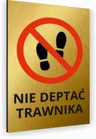 Tabliczka znak informacyjny 20x15 Złota NIE DEPTAĆ TRAWNIKA Aluminiowa