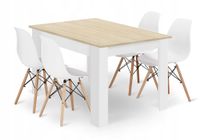 Zestaw do kuchni stół prostokątny 120x80 dąb sonoma + 4 krzesła białe