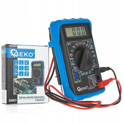 MULTIMETR MIERNIK PRĄDU CYFROWY ELEKTRYCZNY LCD Z BUZEREM GEKO na Arena.pl
