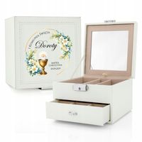 Pamiątka Komunii Prezent dla Dziewczynki Szkatułka na Biżuterię z Dedykacją