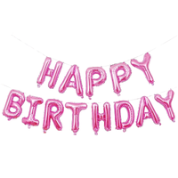 Balony Urodzinowe Baner Happy Birthday Foliowe Różowe Girlanda 40 cm