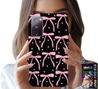 ETUI DO SAMSUNG GALAXY S20 LITE - CZARNO RÓŻOWE WSTĄŻKI KOKARDKI WSTĄŻKA