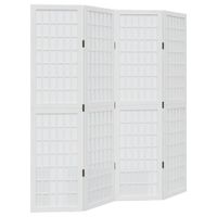 Parawan pokojowy, 4-panelowy, biały, lite drewno paulowni