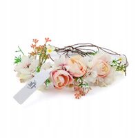 WIANEK na głowę kwiaty jasne różowe BOHO ślub panieński uniwersalny