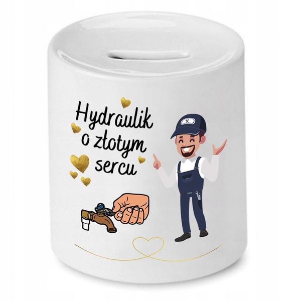 Skarbonka Dla Hydraulika O Złotym Sercu Prezent Z Nadrukiem Ze Zdjęciem Z N zdjęcie 1