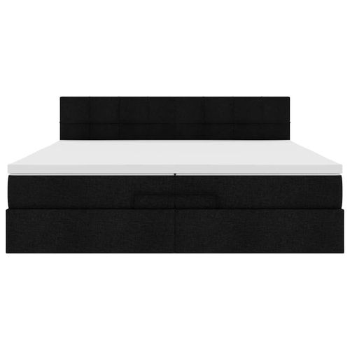 Rama łóżka otomana z materacami, czarna, 200x200 cm, tkanina na Arena.pl