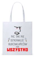 Dla Budowlańca Prezent Torba Eco Biała Shopper Z Nadrukiem Ze Zdjęciem