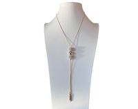 Piękny naszyjnik stal chirurgiczna Trzy kulki białe cyrkonie kolor złoty