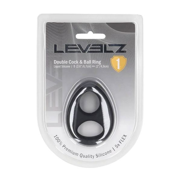 Double Liquid Silicone Cock And Ball Ring - Black zdjęcie 1