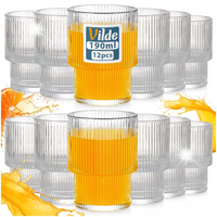 12x Szklanki RYFLOWANE do napojów wody drinków zestaw komplet szklanek 0,19