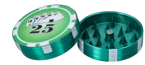 Młynek Ręczny do Tytoniu CBD Suszu w kształcie żetonu do Pokera Zielony na Arena.pl