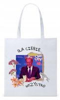 Donald Tusk Platforma Torba Eco Biała Shopper Z Nadrukiem Ze Zdjęciem
