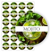 NAKLEJKI napój mięta samoprzylepne kolorowe MOJITO słoiki świece olejki 5cm