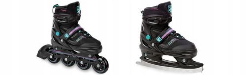 Rolki Łyżwy figurowe 2w1 Regulowane RAVEN Drill Mint/Pink 38-42 na Arena.pl
