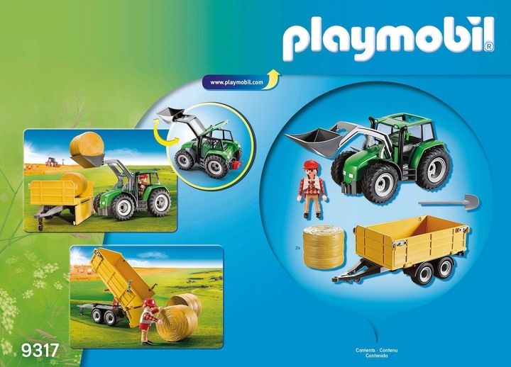 PLAYMOBIL DUŻY TRAKTOR Z ŁADOWACZEM I PRZYCZEPĄ 9317 + KATALOG Z PLAKATEM zdjęcie 4