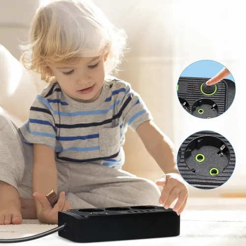 Listwa Zasilająca Przedłużacz Sieć 2m 3 Gniazda 5 x USB Ładowarka Włącznik na Arena.pl