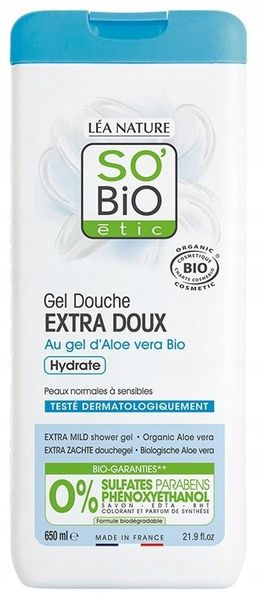SO'BiO Etic Gel Douche Extra-Doux a l'Aloe Vera650 zdjęcie 1