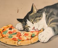 Plakat 60x50cm Pizza Dla Kota