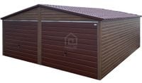 Garaż blaszany 6x5,8m 2x brama uchylna blachodachówka dach dwuspad PLG257