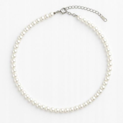 Naszyjnik kolia choker elegancki klasyczny białe perły perełki łańcuszek na Arena.pl