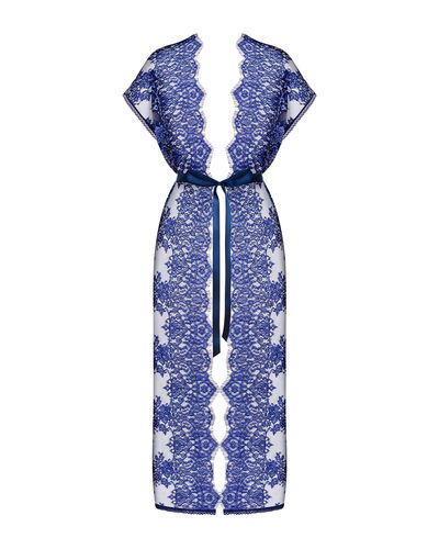 Prześwitujący Niebieski Szlafrok - Obsessive Flowlace L/XL na Arena.pl