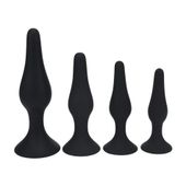 Slim Silicone Anal Plug Set Of 4 - S/M/L/Xl - Black