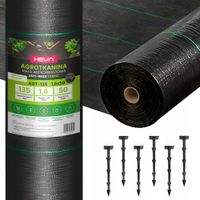 AGROTKANINA 135g 1,6x50m agrowłóknina PREMIUM UV 3% mocna czarna mata+kotwy
