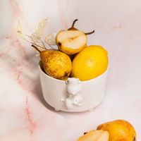 Biała miseczka śniadaniowa ceramiczna z misiami - Rękodzieło - Lamabo