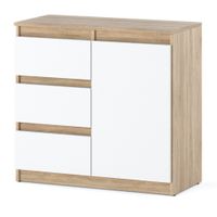 Komoda Z 3 Szufladami 80cm Młodzieżowa Do Sypialni Salonu Sonoma Biała Mat