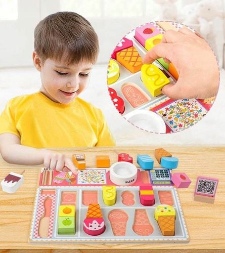 DREWNIANA LODZIARNIA SKLEP STOISKO Z LODAMI GAŁKI LODY NA PATYKU DLA DZIECI na Arena.pl