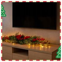 Sztuczna Girlanda świąteczna gęsty dekorowany rogal na stół 80x23 cm