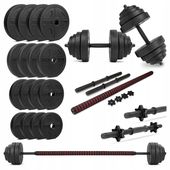 SZTANGA SKRĘCANA 2W1 DO TRENINGU HANTLE 2X20 KG ZESTAW OBCIĄŻENIA 40KG