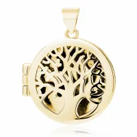 POZŁACANY SREBRNY OTWIERANY WISIOR PUZDERKO SEKRETNIK DRZEWO ŻYCIA SZCZĘŚCI