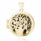 POZŁACANY SREBRNY OTWIERANY WISIOR PUZDERKO SEKRETNIK DRZEWO ŻYCIA SZCZĘŚCI