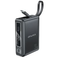 awei powerbank z wbudowanym kablemp87k 10000mah czarny/black 30w
