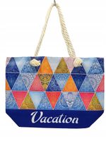 DeDa - materiałowa torba plażowa etniczne wzory niebieski D06-3