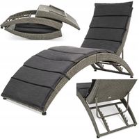 Leżak ogrodowy regulowane oparcie leżanka na balkon z poduszką szare