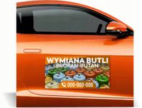 Magnes na auto reklama magnetyczna 60x30 cm PUNKT WYMIANY BUTLI GAZOWYCH