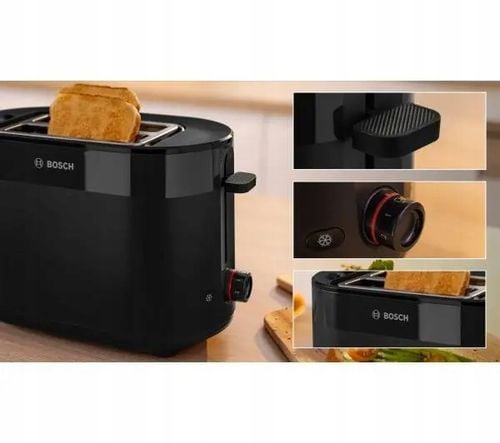 Toster Bosch MyMoment TAT2M123 Ruszt do bułek Rozmrażanie 950W Czarny na Arena.pl