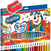 Bambino KREDKI 24 Z GLINKI KAOLINOWEJ, DREWNIANE, GRUBE +temperówka GRATIS