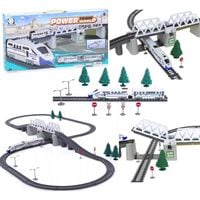 kolejka elektryczna pociąg ogromny tor tunel podnoszony most 366cm wagony