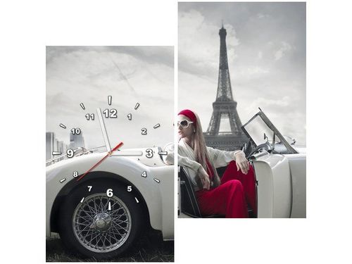 60X60CM ZEGAR PARKING WIEŻY EIFFLA OBRAZ DREWNO ŚCIAN KWADRAT na Arena.pl