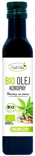 Olej Konopny BIO zimnotłoczony 250ml Natvita Ekologiczny Naturalny na Arena.pl