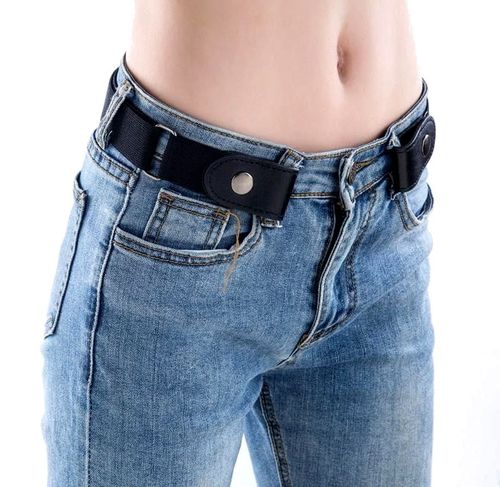 Pasek pas damski gumowy elastyczny z regulacja Klamry H112_Czarny na Arena.pl