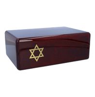 Drewniana żydowska urna na prochy Urna z gwiazdą Dawida